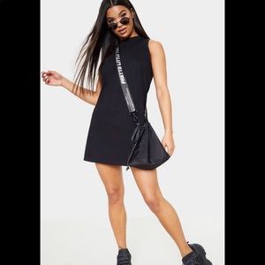 PrettyLittleThing Black Sleeveless Oversized T-Shirt Dress Flowy Casual wear